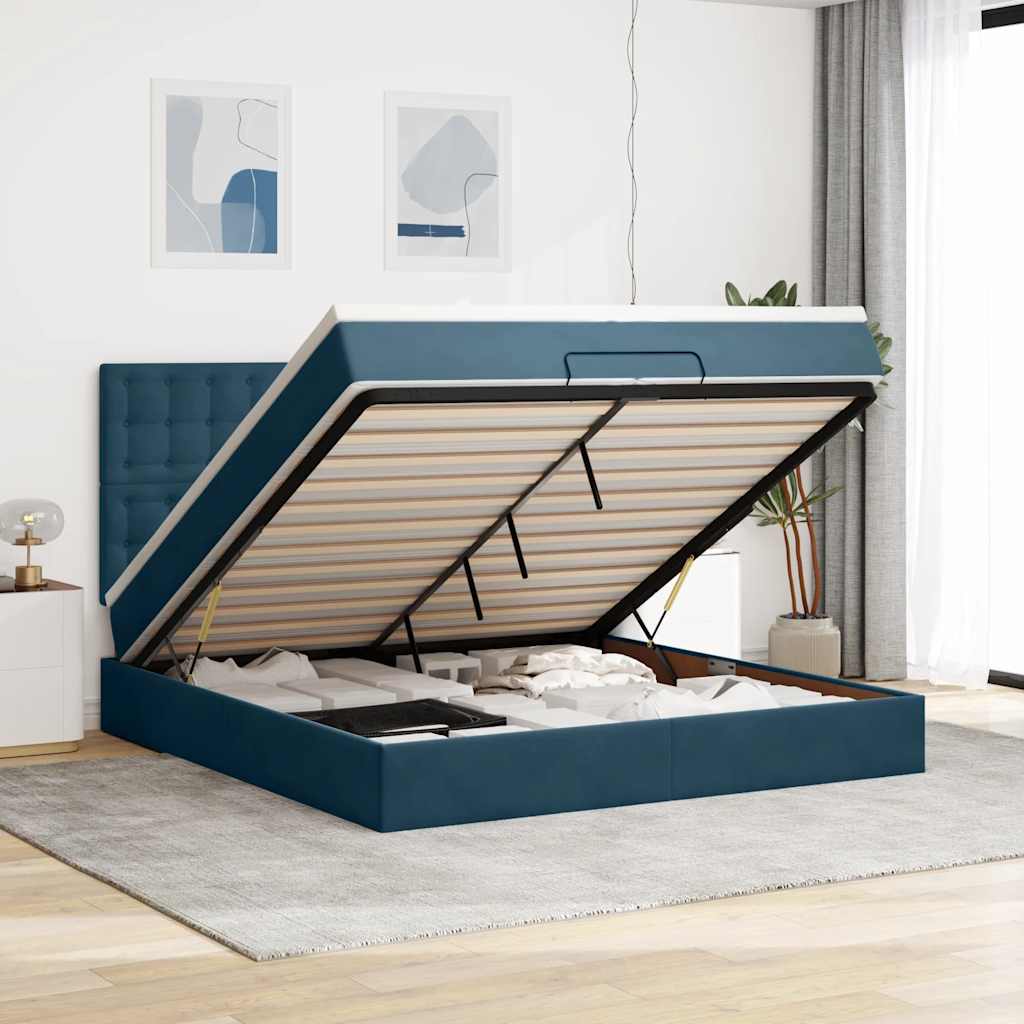 vidaXL Ottoman bed met matrassen en LED's 100x200cm fluweel zwart