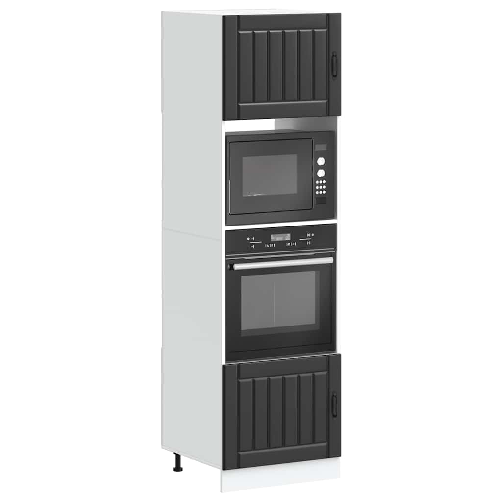 vidaXL Keukenwandkast met glazen deur Lucca bewerkt hout zwart