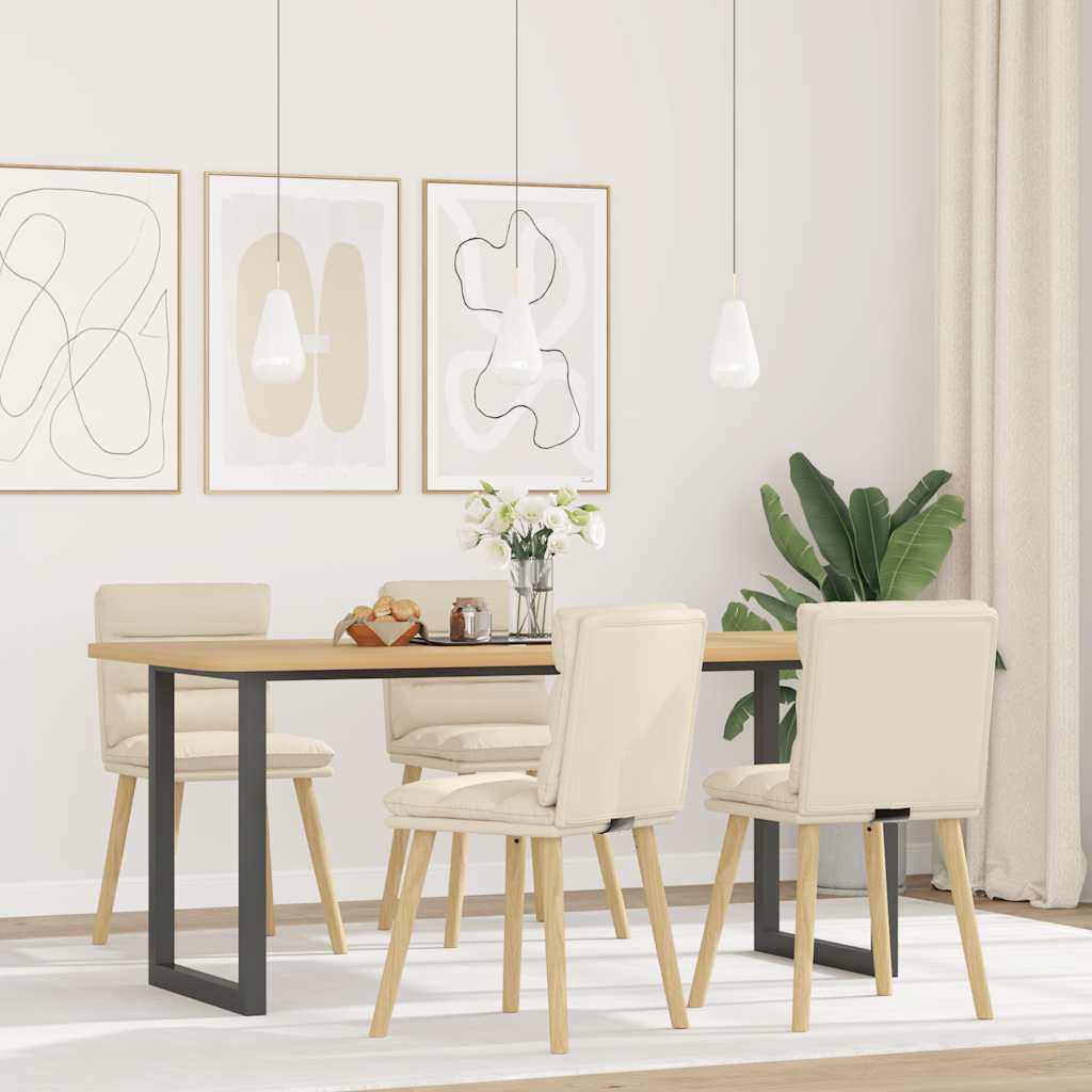 vidaXL Eetkamerstoelen 4 st stof crèmekleurig - Aashly