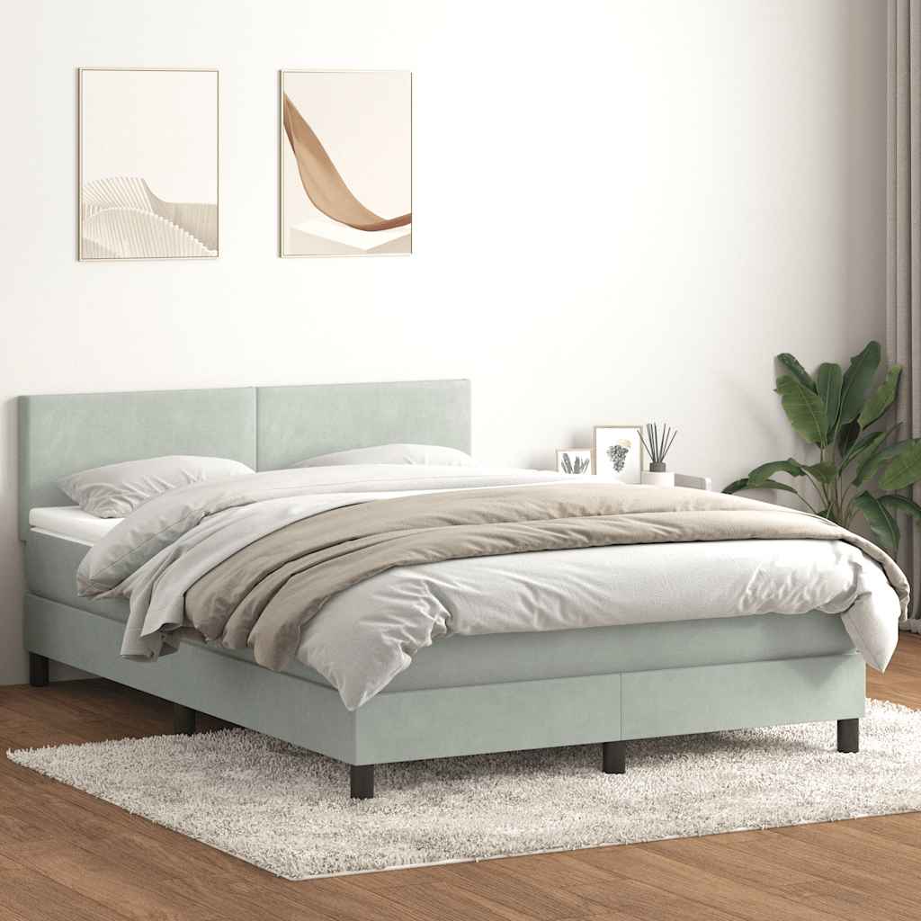 vidaXL Boxspring met matras fluweel donkergrijs 140x200 cm