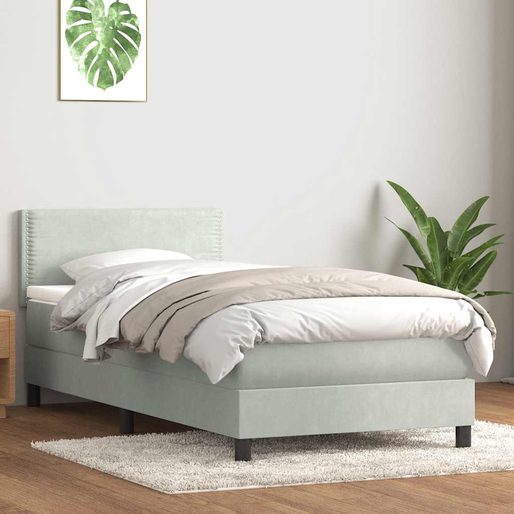 vidaXL Boxspring met matras fluweel donkergrijs 90x200 cm