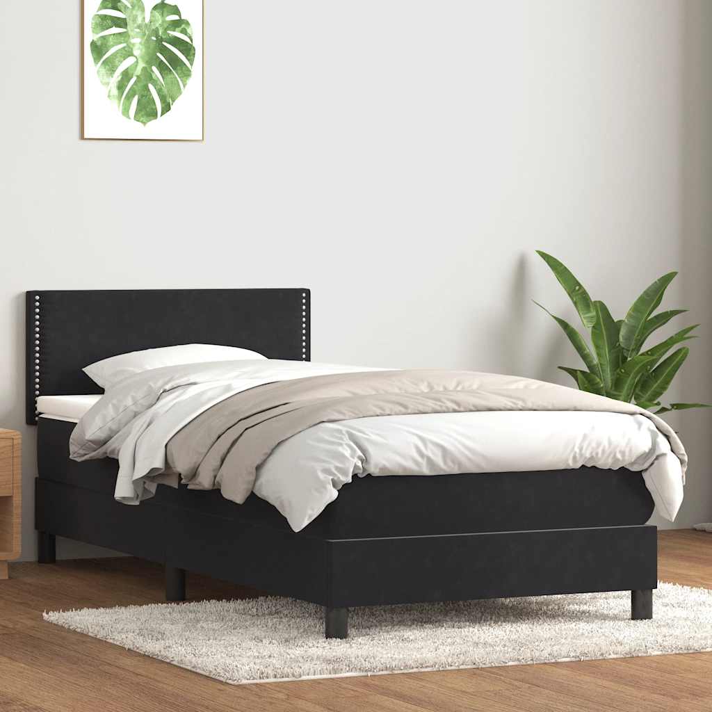vidaXL Boxspring met matras fluweel donkergrijs 90x200 cm