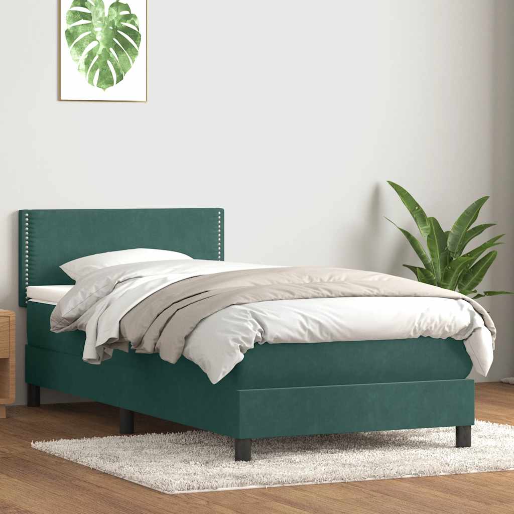 vidaXL Boxspring met matras fluweel donkergrijs 90x200 cm