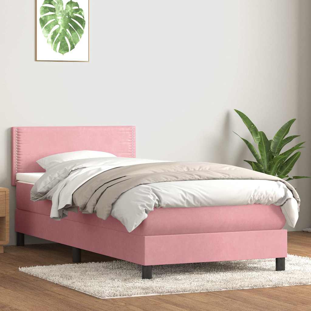 vidaXL Boxspring met matras fluweel donkergrijs 90x200 cm