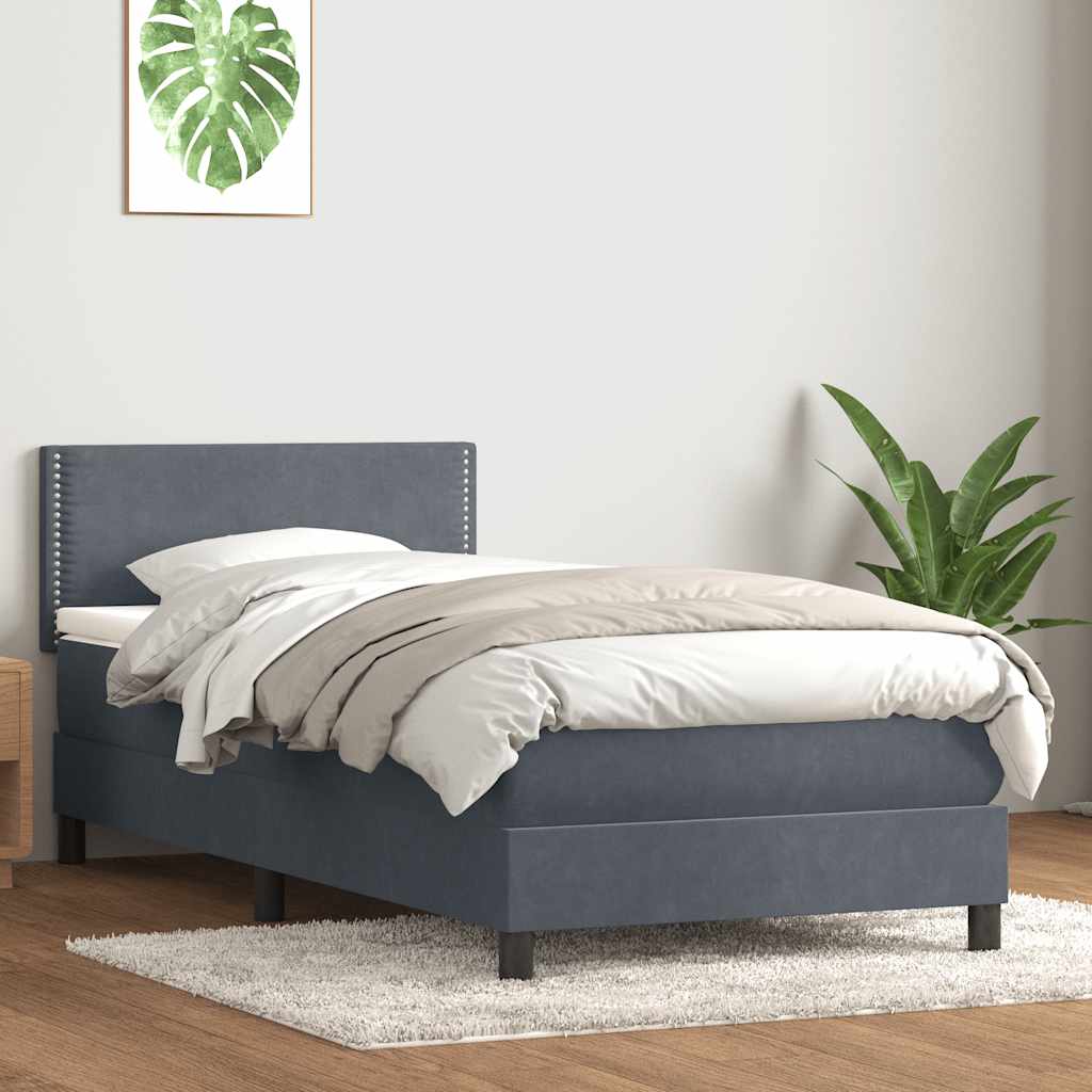 vidaXL Boxspring met matras fluweel donkergrijs 90x200 cm