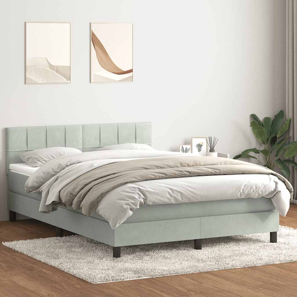 vidaXL Boxspring met matras fluweel donkergrijs 140x200 cm