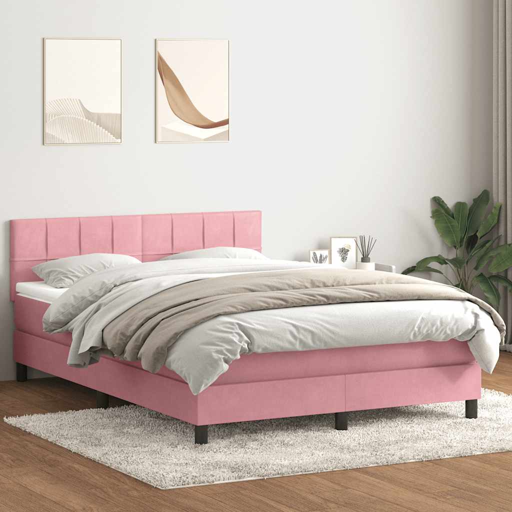 vidaXL Boxspring met matras fluweel donkergrijs 140x200 cm