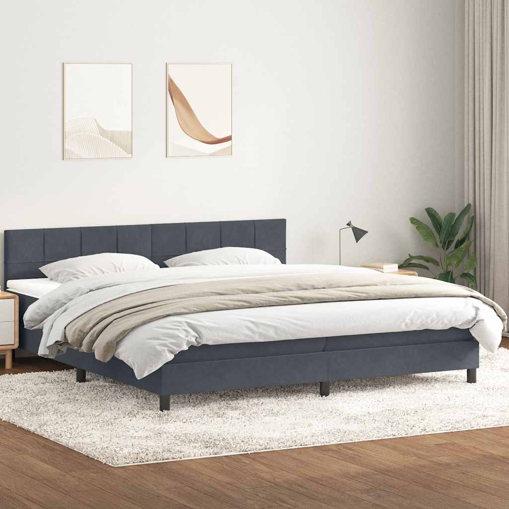 vidaXL Boxspring met matras fluweel donkergrijs 140x200 cm