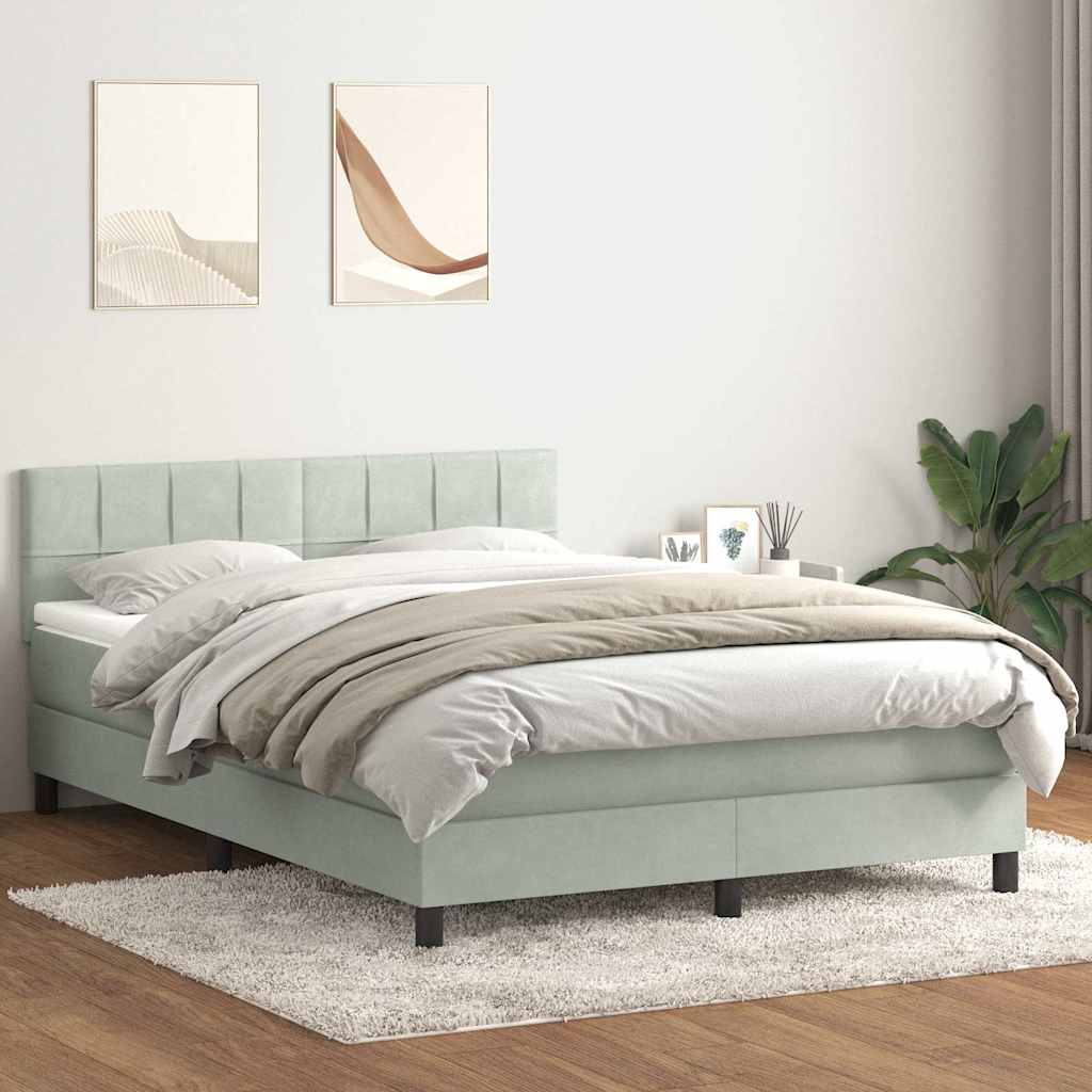 vidaXL Boxspring met matras fluweel donkergrijs 140x200 cm