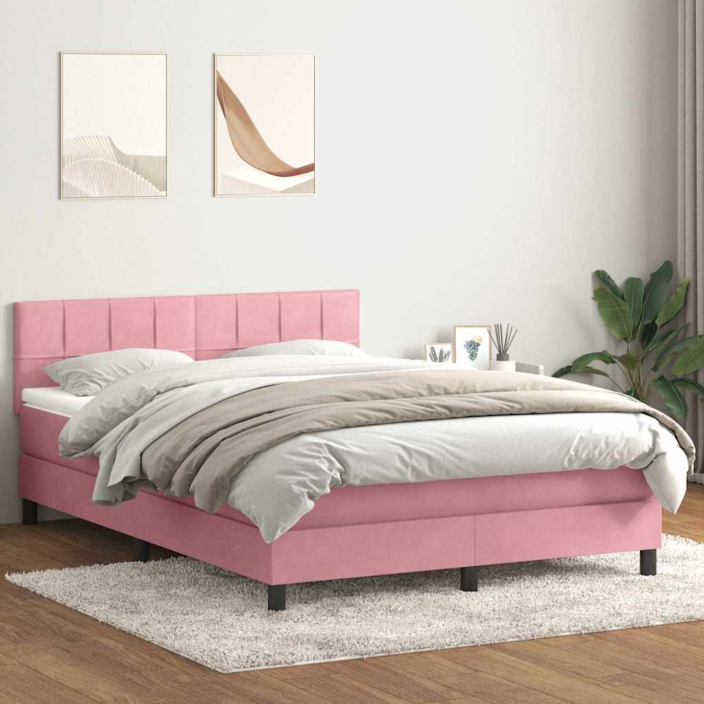 vidaXL Boxspring met matras fluweel donkergrijs 140x200 cm