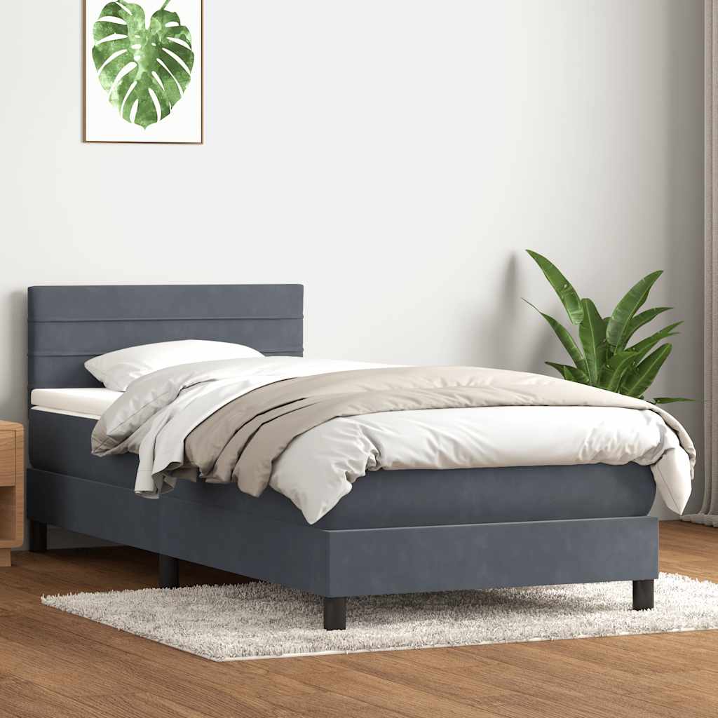 vidaXL Boxspring met matras fluweel donkergrijs 90x200 cm