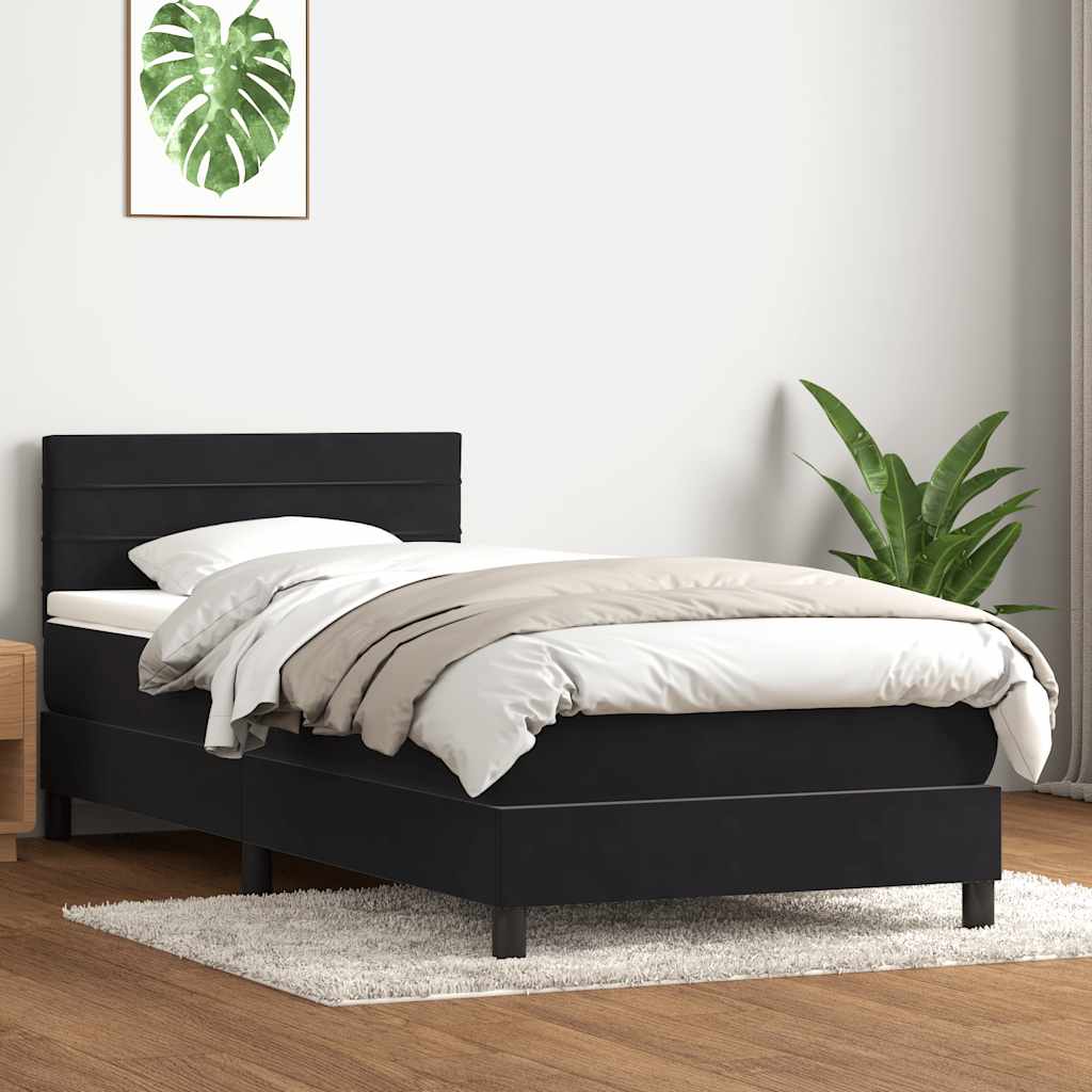 vidaXL Boxspring met matras fluweel donkergrijs 90x200 cm