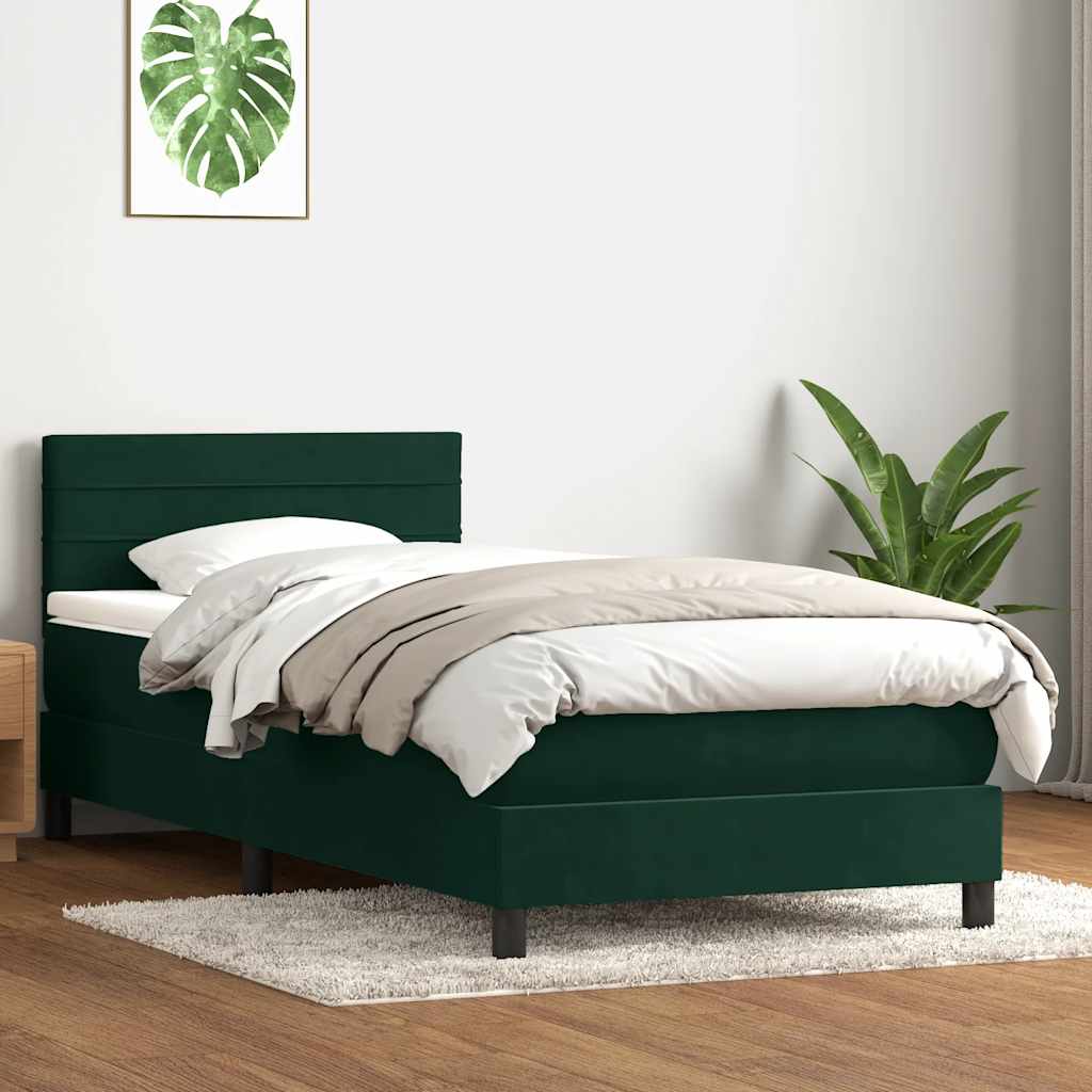 vidaXL Boxspring met matras fluweel donkergrijs 90x200 cm
