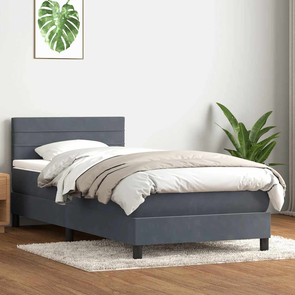 vidaXL Boxspring met matras fluweel donkergrijs 90x200 cm