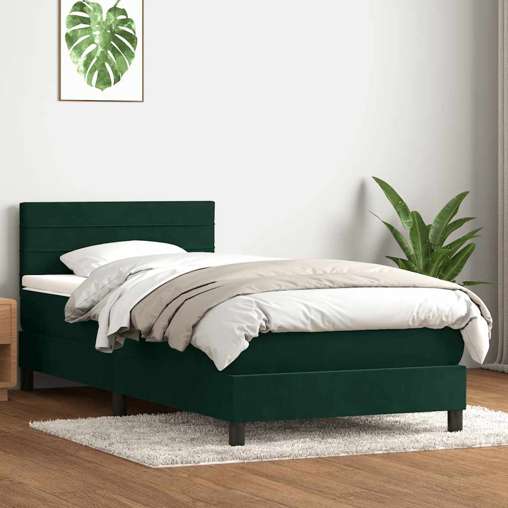 vidaXL Boxspring met matras fluweel donkergrijs 90x200 cm