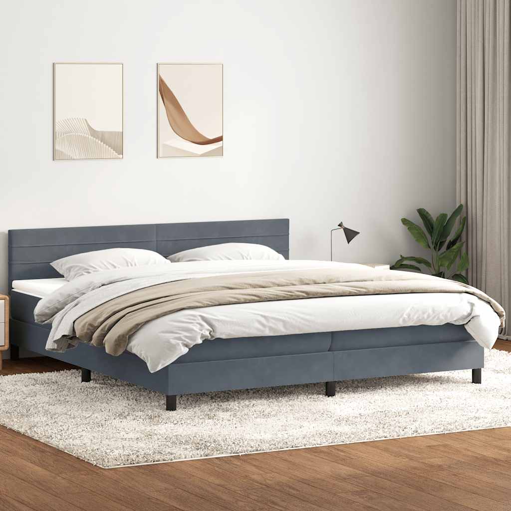 vidaXL Boxspring met matras fluweel donkergrijs 90x200 cm