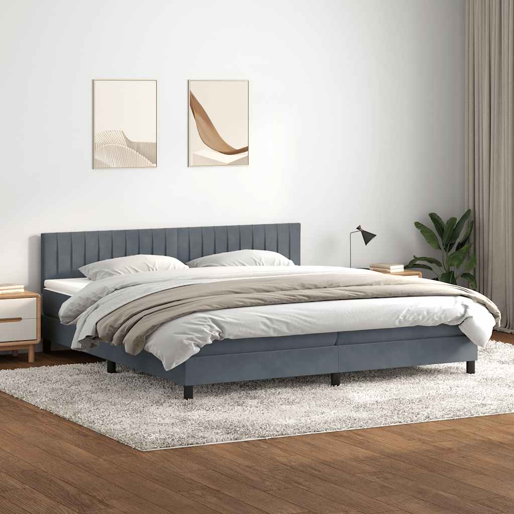 vidaXL Boxspring met matras fluweel donkergrijs 140x200 cm
