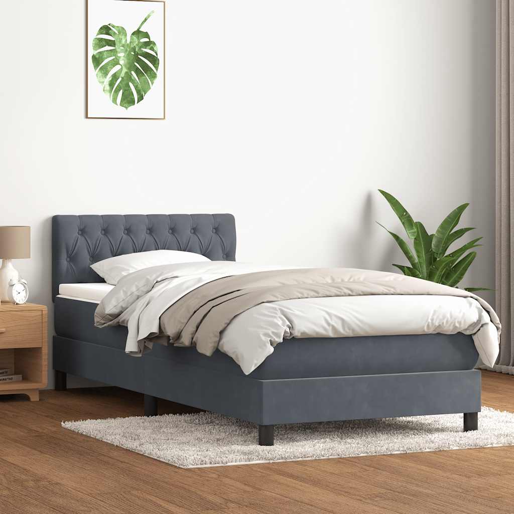 vidaXL Boxspring met matras fluweel donkergrijs 90x200 cm