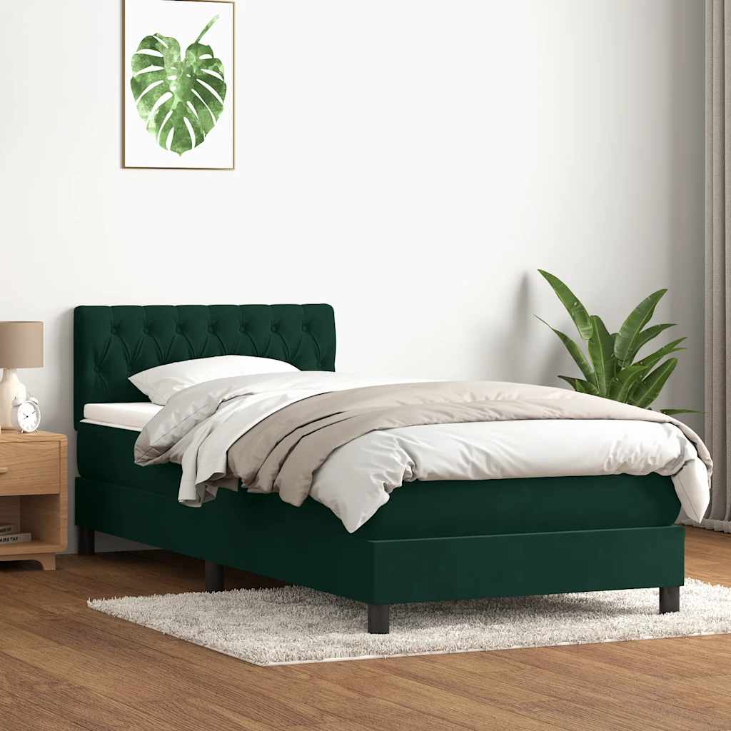 vidaXL Boxspring met matras fluweel donkergrijs 90x200 cm