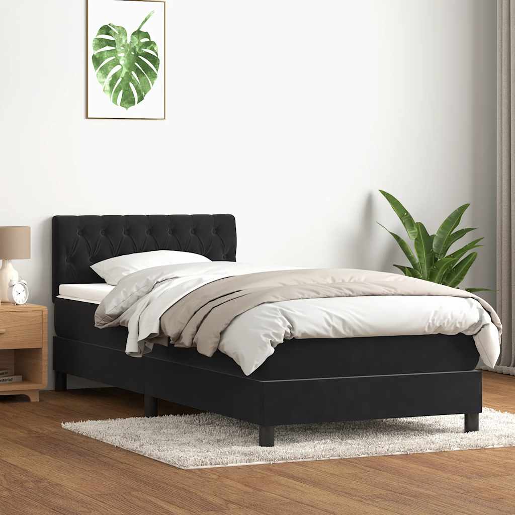 vidaXL Boxspring met matras fluweel donkergrijs 90x200 cm