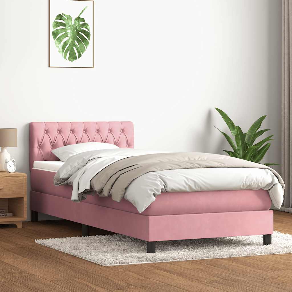vidaXL Boxspring met matras fluweel donkergrijs 90x200 cm