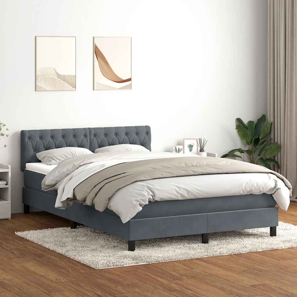 vidaXL Boxspring met matras fluweel donkergrijs 90x200 cm