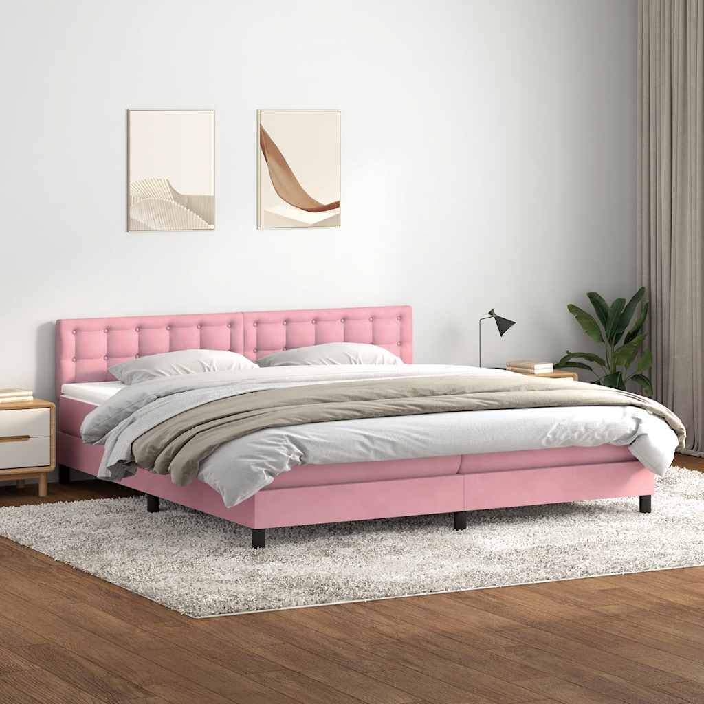 vidaXL Boxspring met matras fluweel donkergrijs 140x200 cm