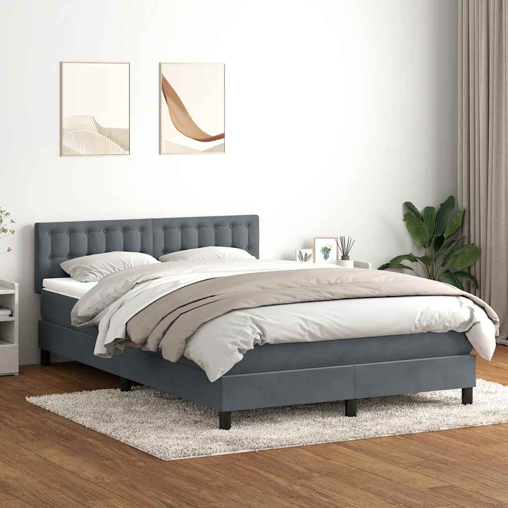 vidaXL Boxspring met matras fluweel donkergrijs 140x200 cm