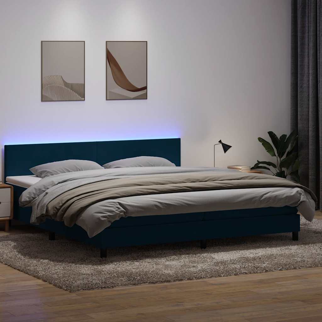 vidaXL Boxspring met matras en LED fluweel lichtgrijs 180x210 cm
