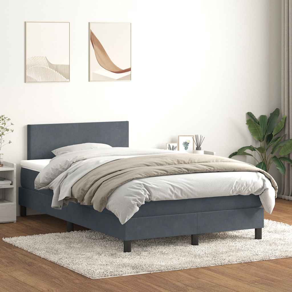vidaXL Boxspring met matras en LED fluweel lichtgrijs 180x210 cm