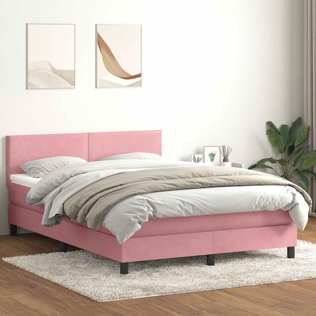 vidaXL Boxspring met matras en LED fluweel lichtgrijs 180x210 cm