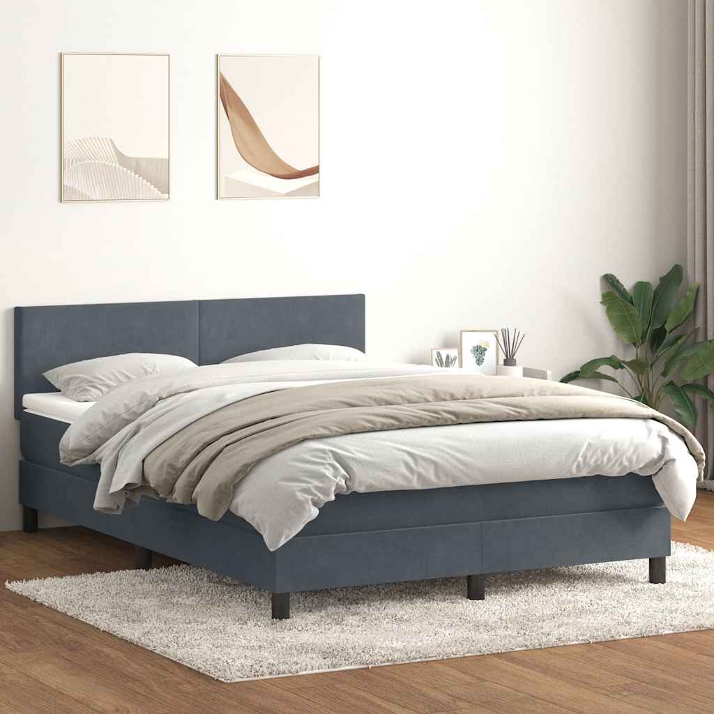 vidaXL Boxspring met matras en LED fluweel lichtgrijs 180x210 cm