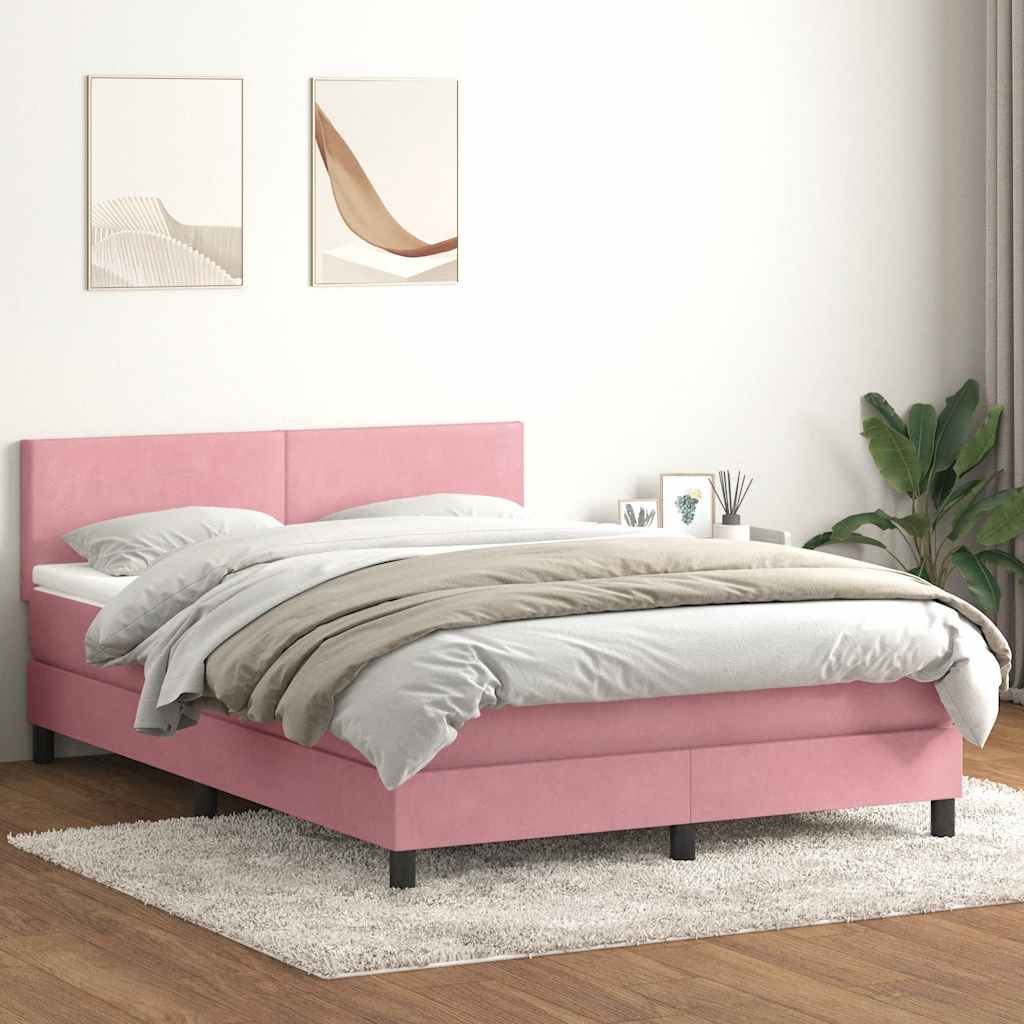 vidaXL Boxspring met matras en LED fluweel lichtgrijs 180x210 cm