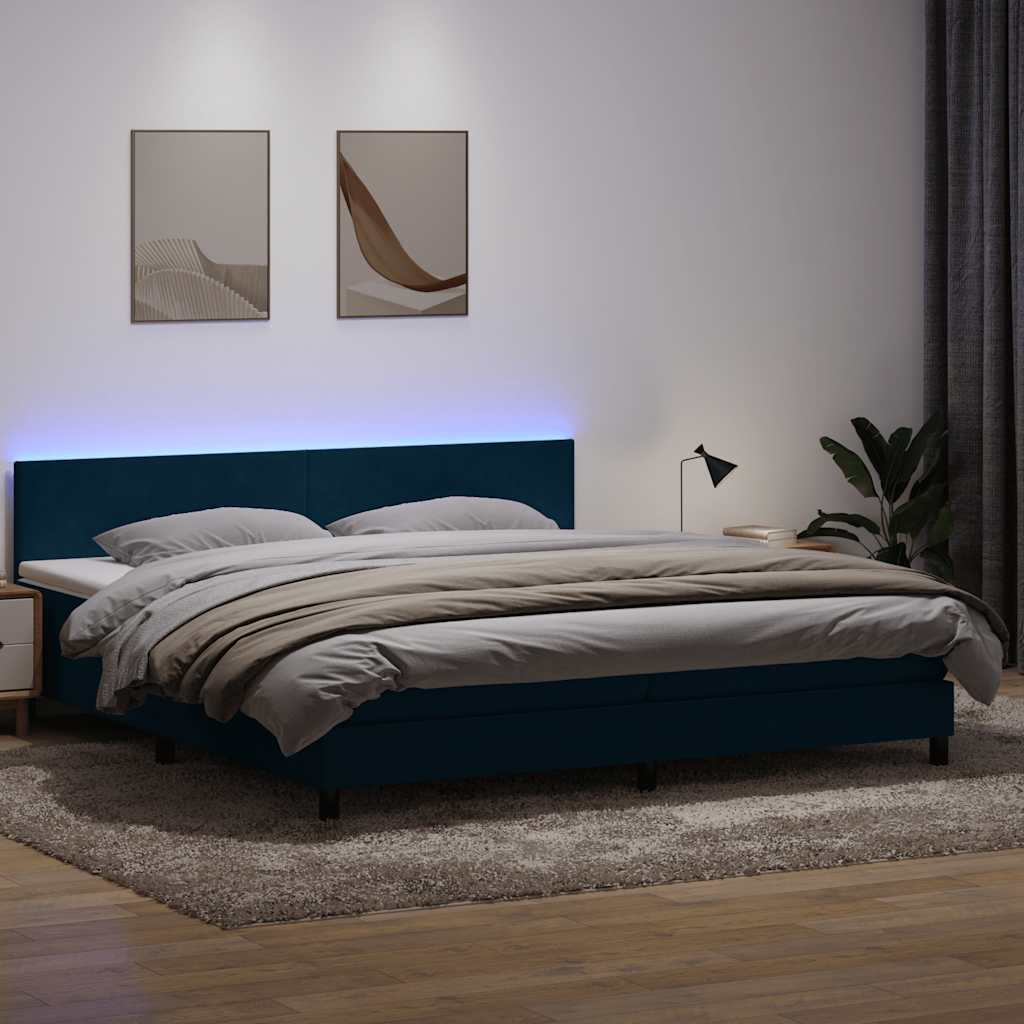 vidaXL Boxspring met matras en LED fluweel lichtgrijs 180x210 cm