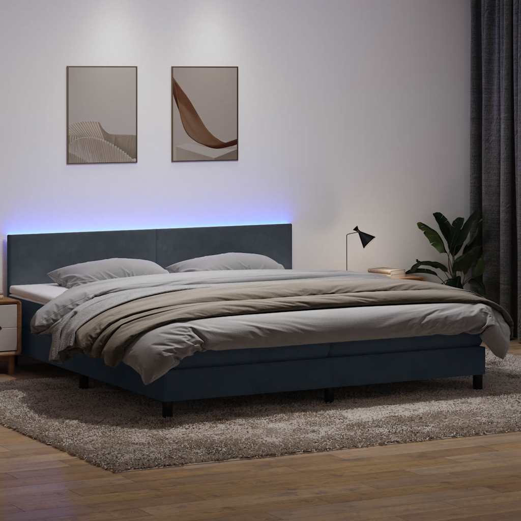 vidaXL Boxspring met matras en LED fluweel lichtgrijs 180x210 cm