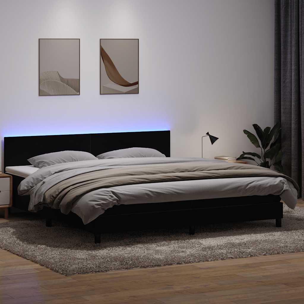 vidaXL Boxspring met matras en LED fluweel lichtgrijs 180x210 cm