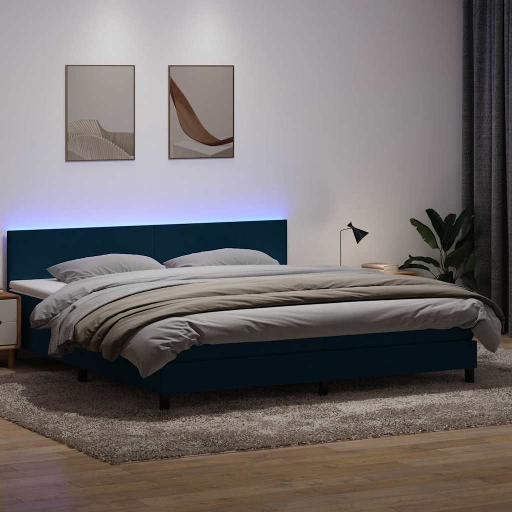 vidaXL Boxspring met matras en LED fluweel lichtgrijs 180x210 cm