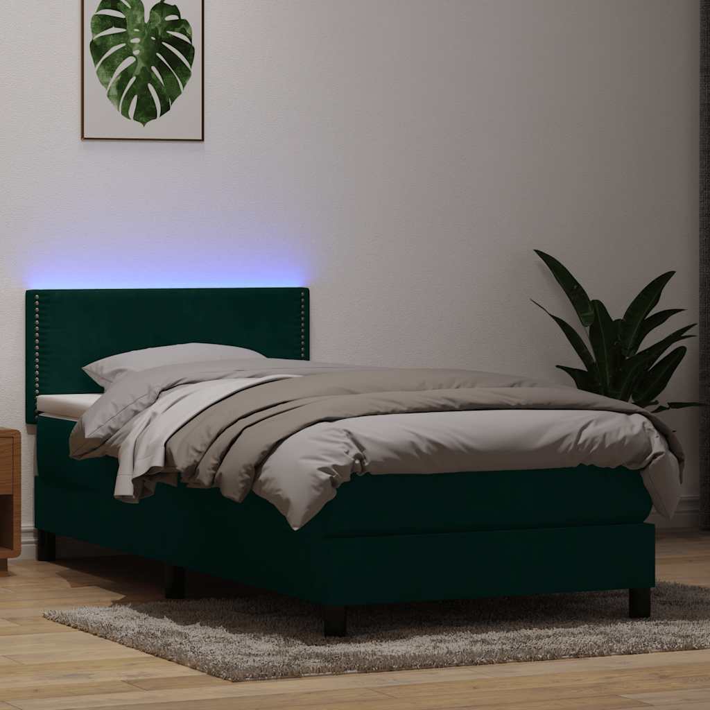 vidaXL Boxspring met matras en LED fluweel lichtgrijs 180x210 cm