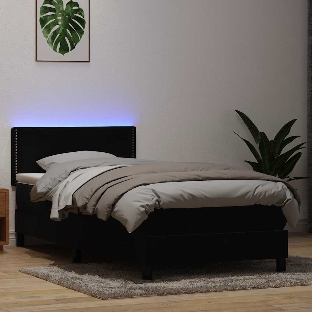 vidaXL Boxspring met matras en LED fluweel lichtgrijs 180x210 cm