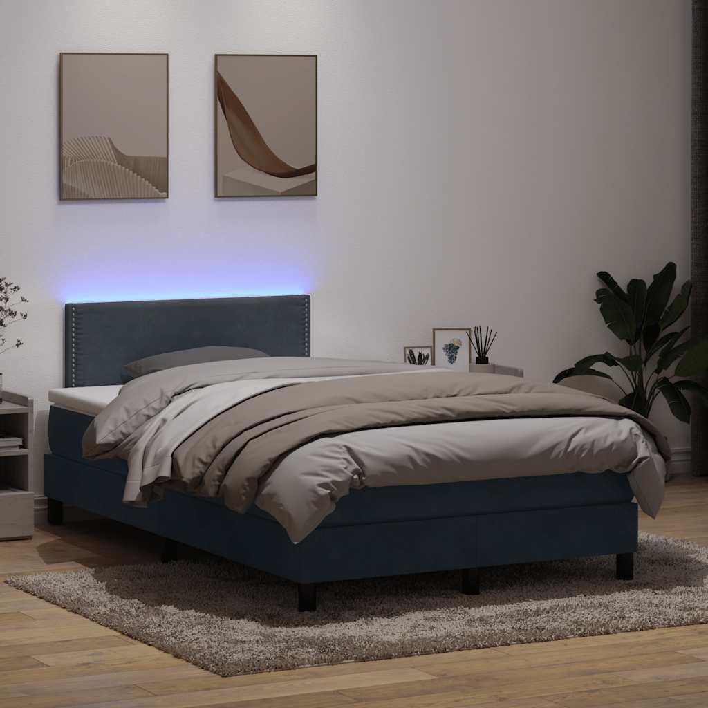 vidaXL Boxspring met matras en LED fluweel lichtgrijs 180x210 cm