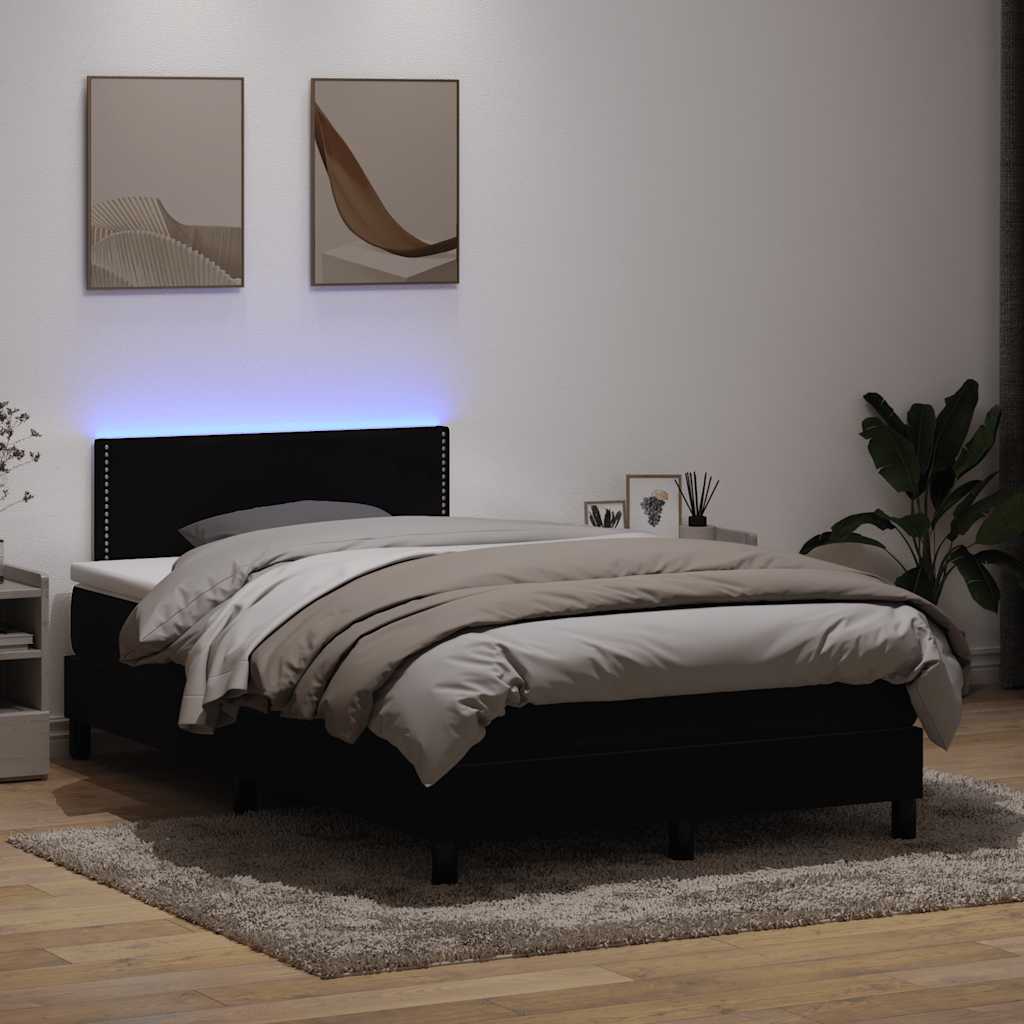 vidaXL Boxspring met matras en LED fluweel lichtgrijs 180x210 cm