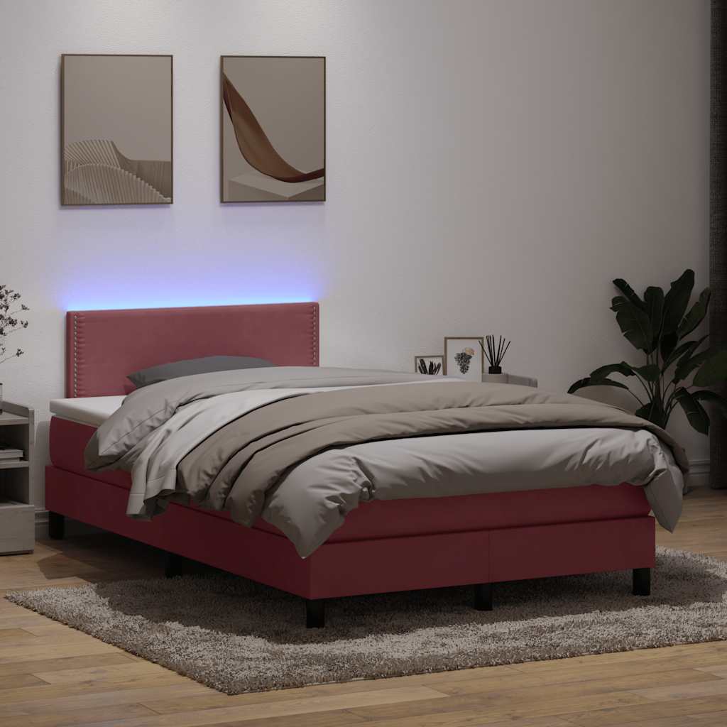 vidaXL Boxspring met matras en LED fluweel lichtgrijs 180x210 cm