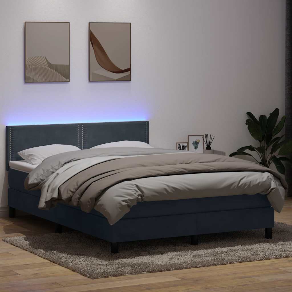 vidaXL Boxspring met matras en LED fluweel lichtgrijs 180x210 cm