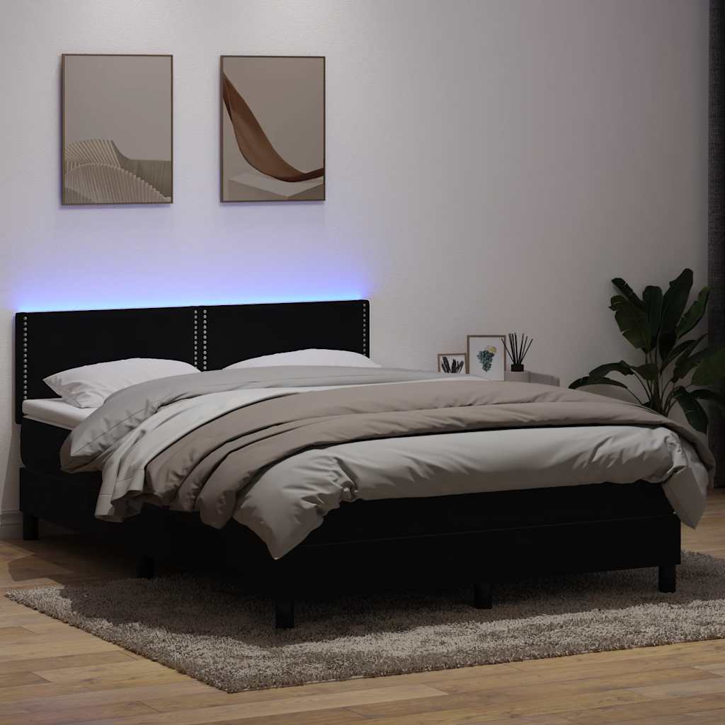 vidaXL Boxspring met matras en LED fluweel lichtgrijs 180x210 cm