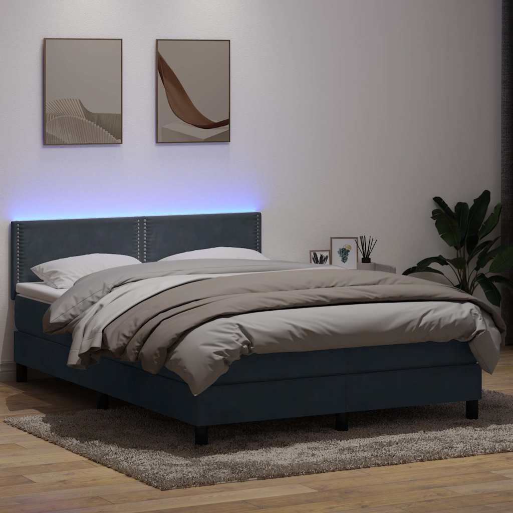 vidaXL Boxspring met matras en LED fluweel lichtgrijs 180x210 cm