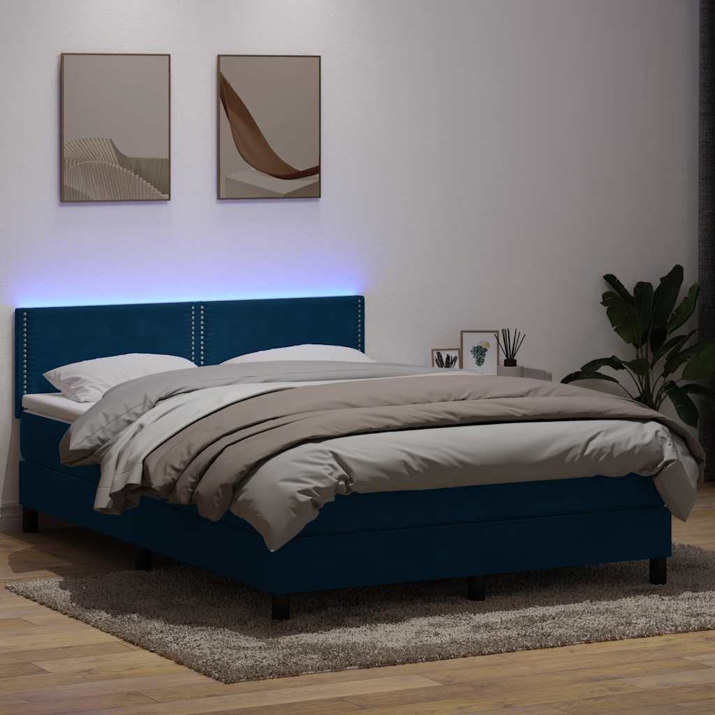 vidaXL Boxspring met matras en LED fluweel lichtgrijs 180x210 cm