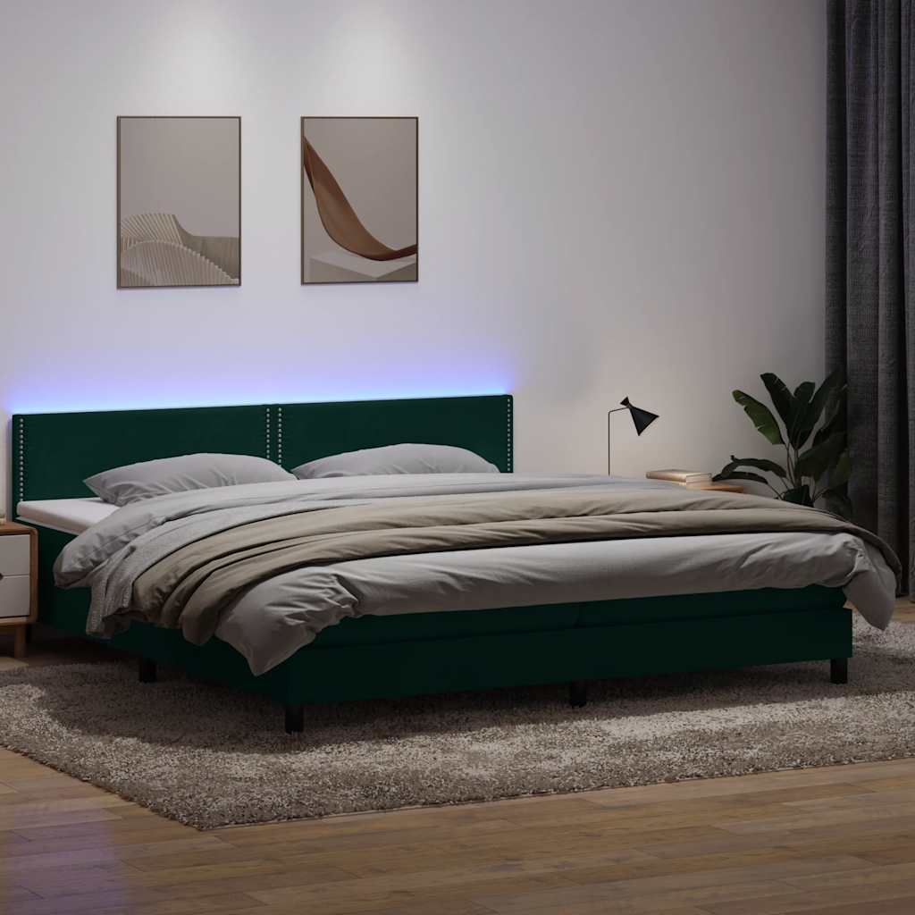 vidaXL Boxspring met matras en LED fluweel lichtgrijs 180x210 cm