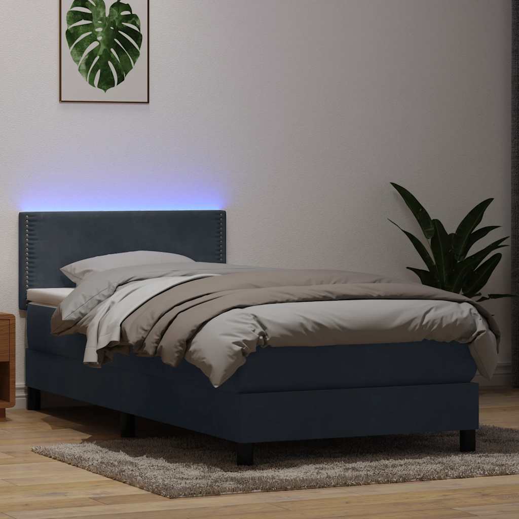 vidaXL Boxspring met matras en LED fluweel lichtgrijs 180x210 cm