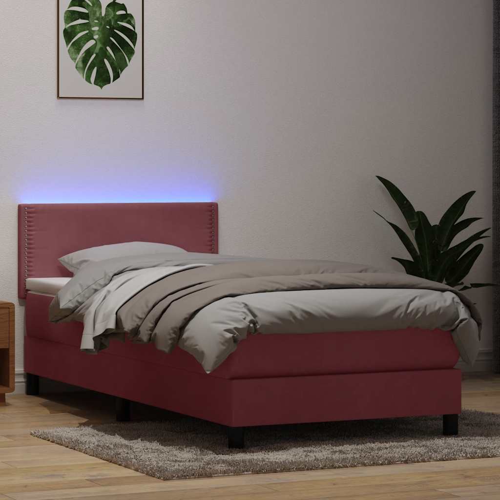 vidaXL Boxspring met matras en LED fluweel lichtgrijs 180x210 cm
