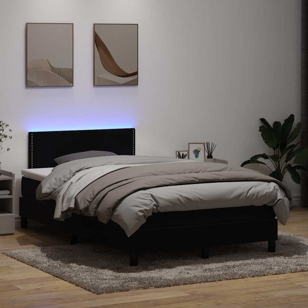 vidaXL Boxspring met matras en LED fluweel lichtgrijs 180x210 cm